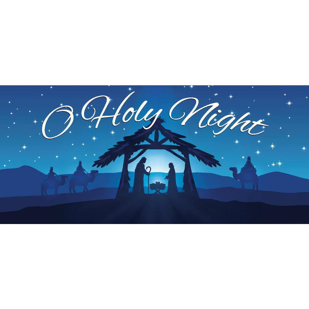 7 pi x 16 pi Crèche de Noël O' Holy Night-décor de porte de garage de Noël pour garage double