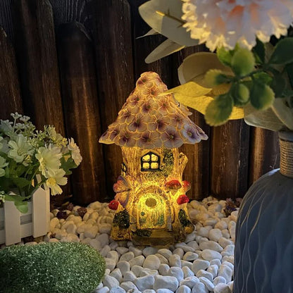 🧚‍Solar Resin Fairy Flower House Lamp Courtyard Decoration💖