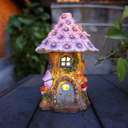 🧚‍Solar Resin Fairy Flower House Lamp Courtyard Decoration💖