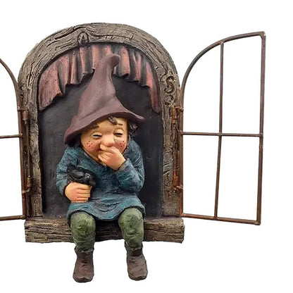 3D Dwarf Statue Outdoor Garden Gnome Resin Doll Figurines Courtyard Craft