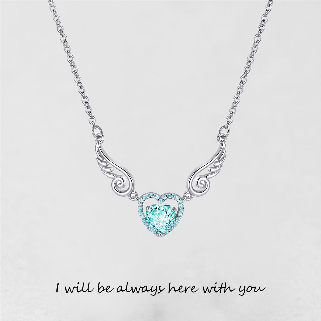 '' I Will Be Always Here With You '' Angel Wing Heart Necklace | Bracelet