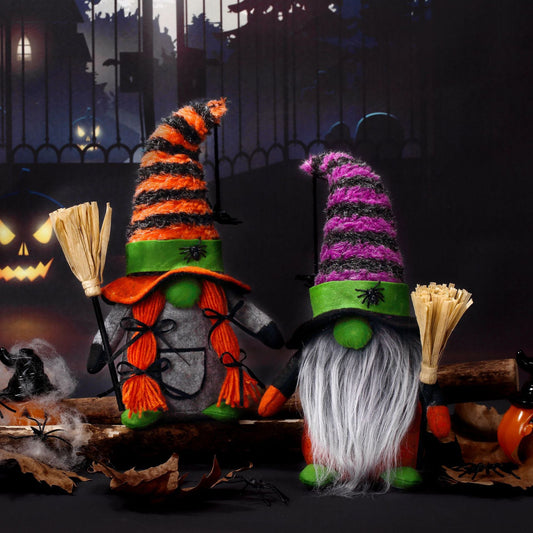 Halloween Witch Gnome with a Broom