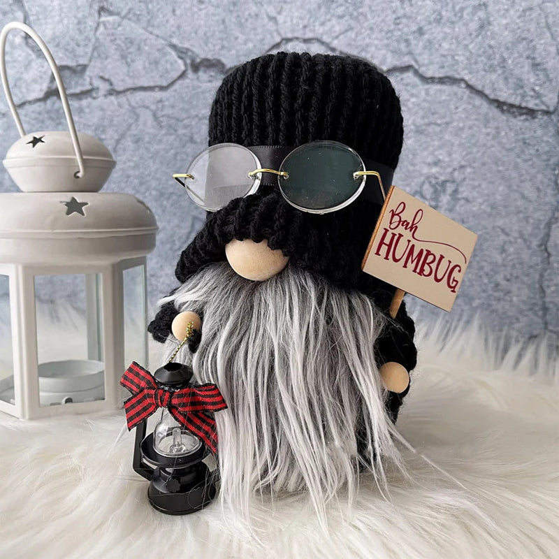 Knitted Gnome with Lantern & Card Sign