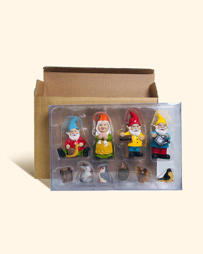Miniature gnomes Resin Gnome and Animal Figurine Set