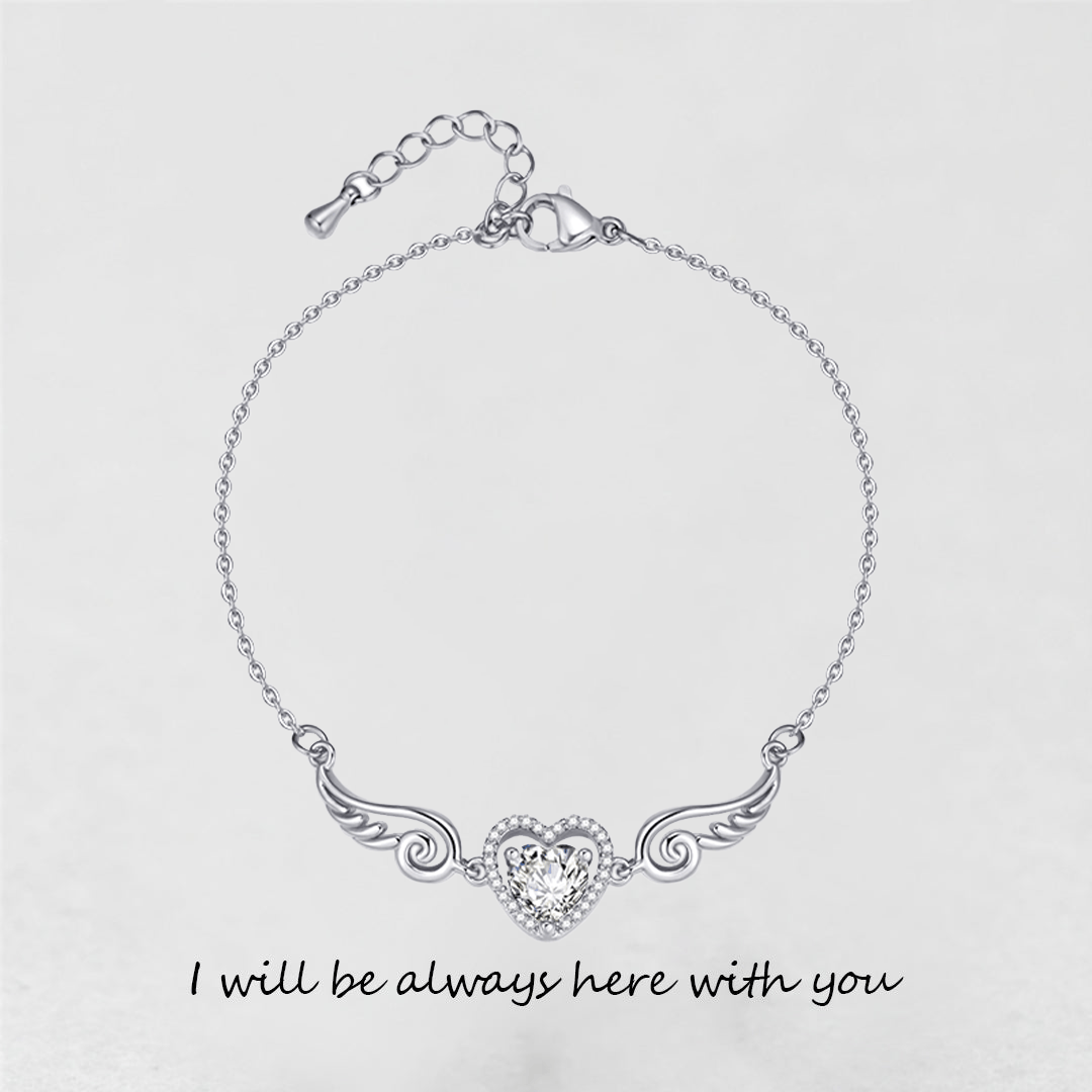'' I Will Be Always Here With You '' Angel Wing Heart Necklace | Bracelet