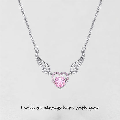 '' I Will Be Always Here With You '' Angel Wing Heart Necklace | Bracelet