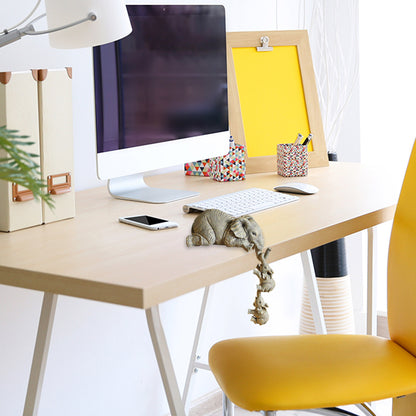 Elephant Mothers Hanging 2-Babies Figurine Animal Resin Craft Ornaments