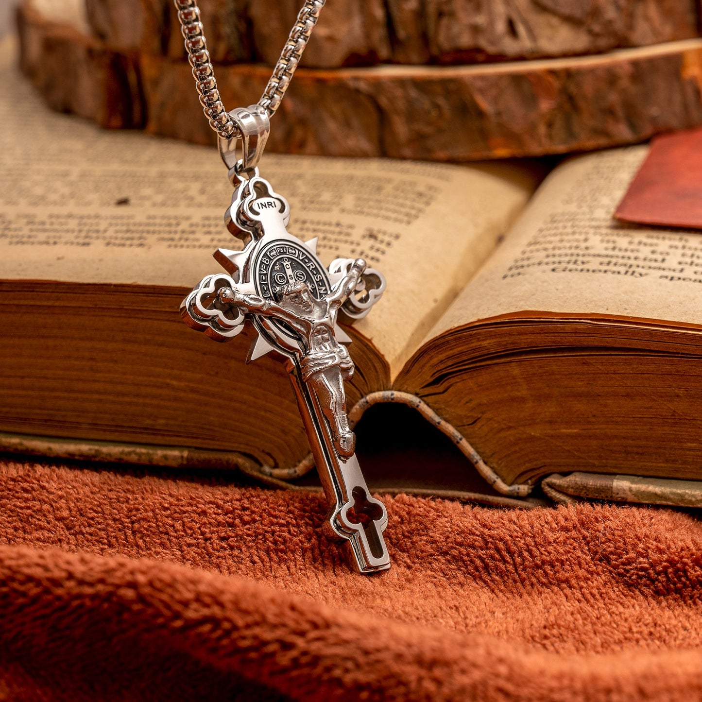 St. Benedict Exorcism Cross Necklace - Bless you and your family