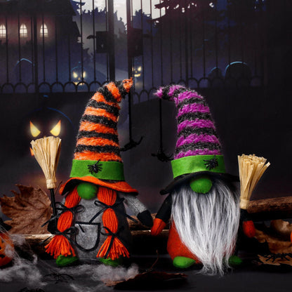 Halloween Witch Gnome with a Broom
