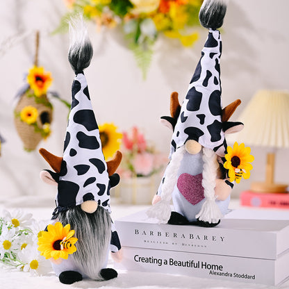 Farmhouse Cow Gnomes with Sunflower
