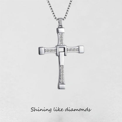 '' Shining like diamonds '' Cross Pendant Necklace