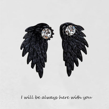 '' I Will Be Always Here With You '' Angel Wing Earrings