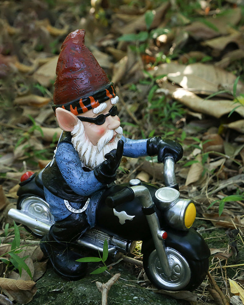 Fun Riding Motorcycle Outdoor Garden Gnome