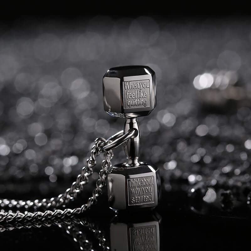 '' Believe you can and you will '' Dumbbell Necklace