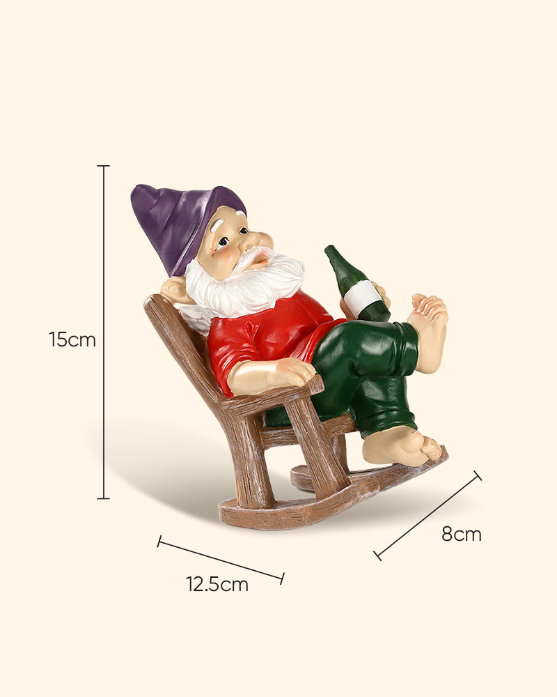 Garden Gnome Drinking In A Rocking Chair