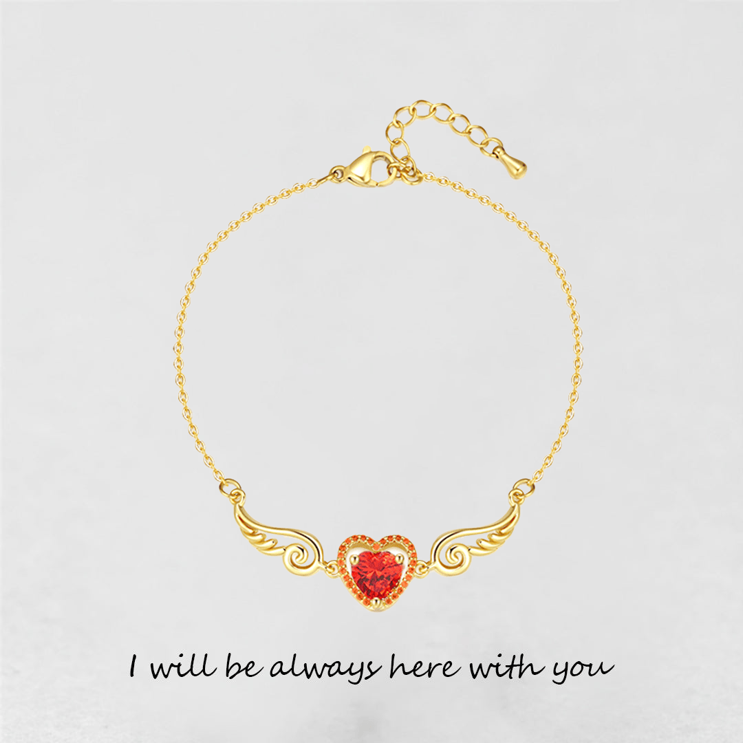 '' I Will Be Always Here With You '' Angel Wing Heart Necklace | Bracelet