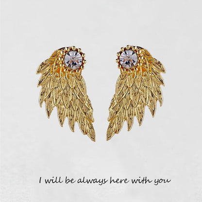 '' I Will Be Always Here With You '' Angel Wing Earrings