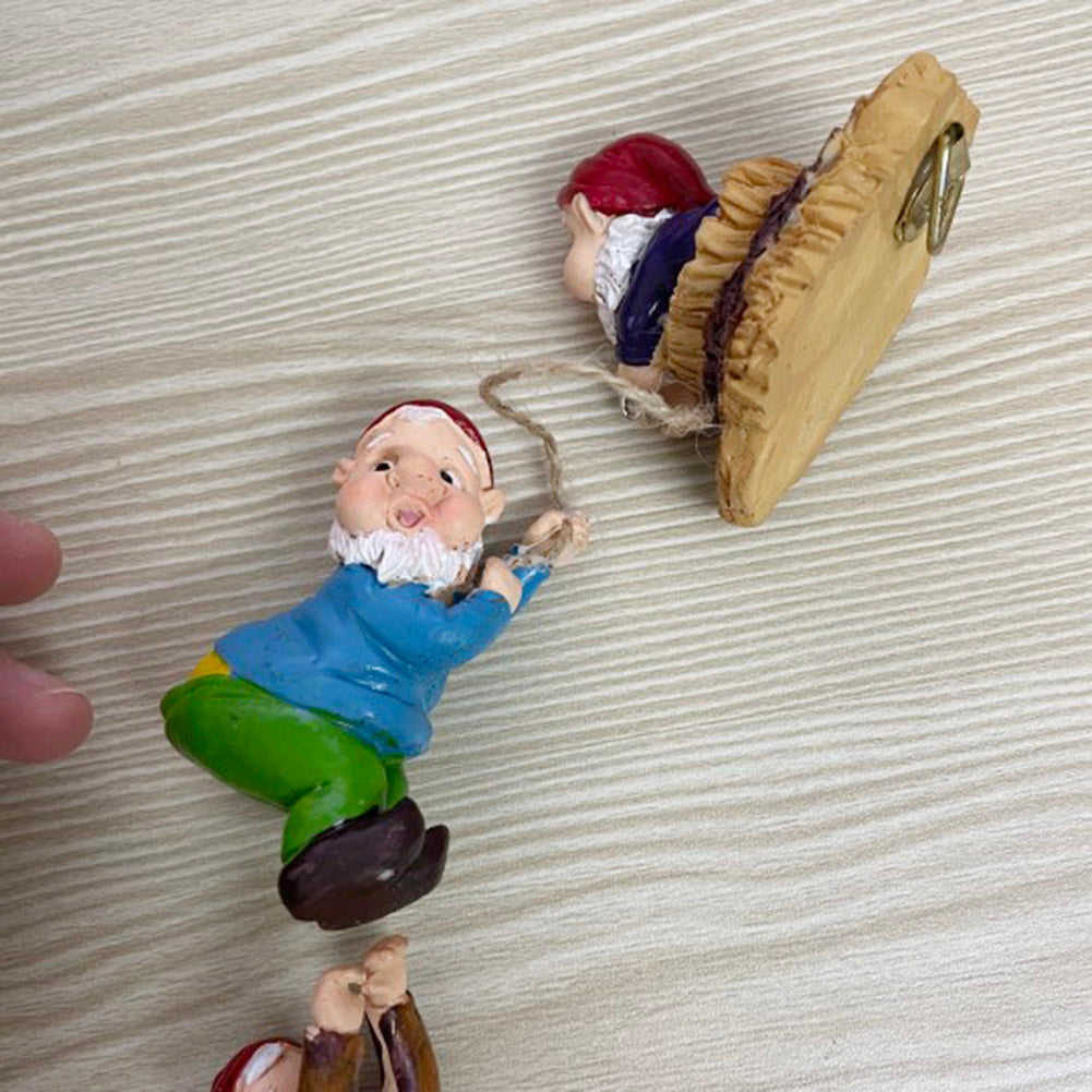 Resin Climbing Dwarfs Sculpture Gnome Art Statue Garden Ornament Home Decor
