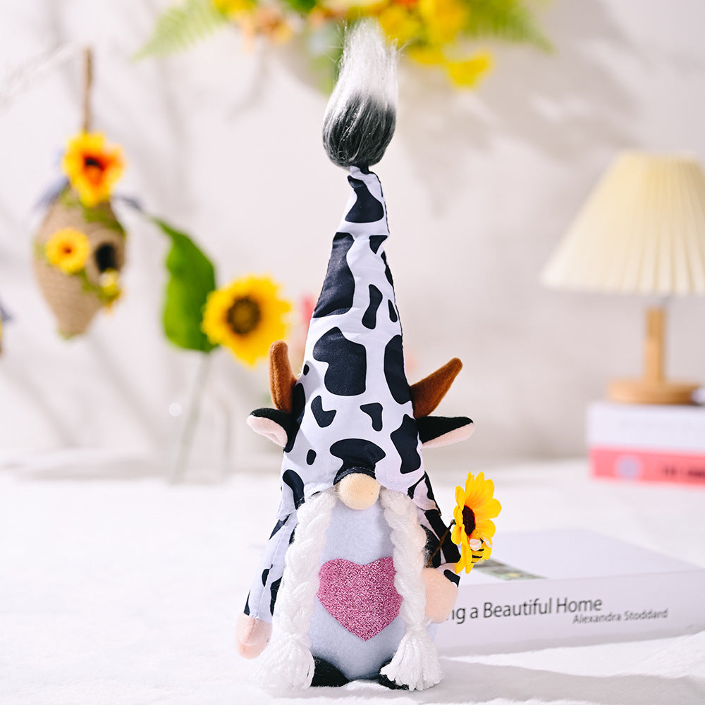Farmhouse Cow Gnomes with Sunflower