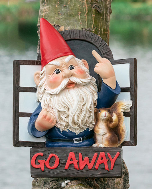 Garden Gnome Wall Hanging middle finger gnome