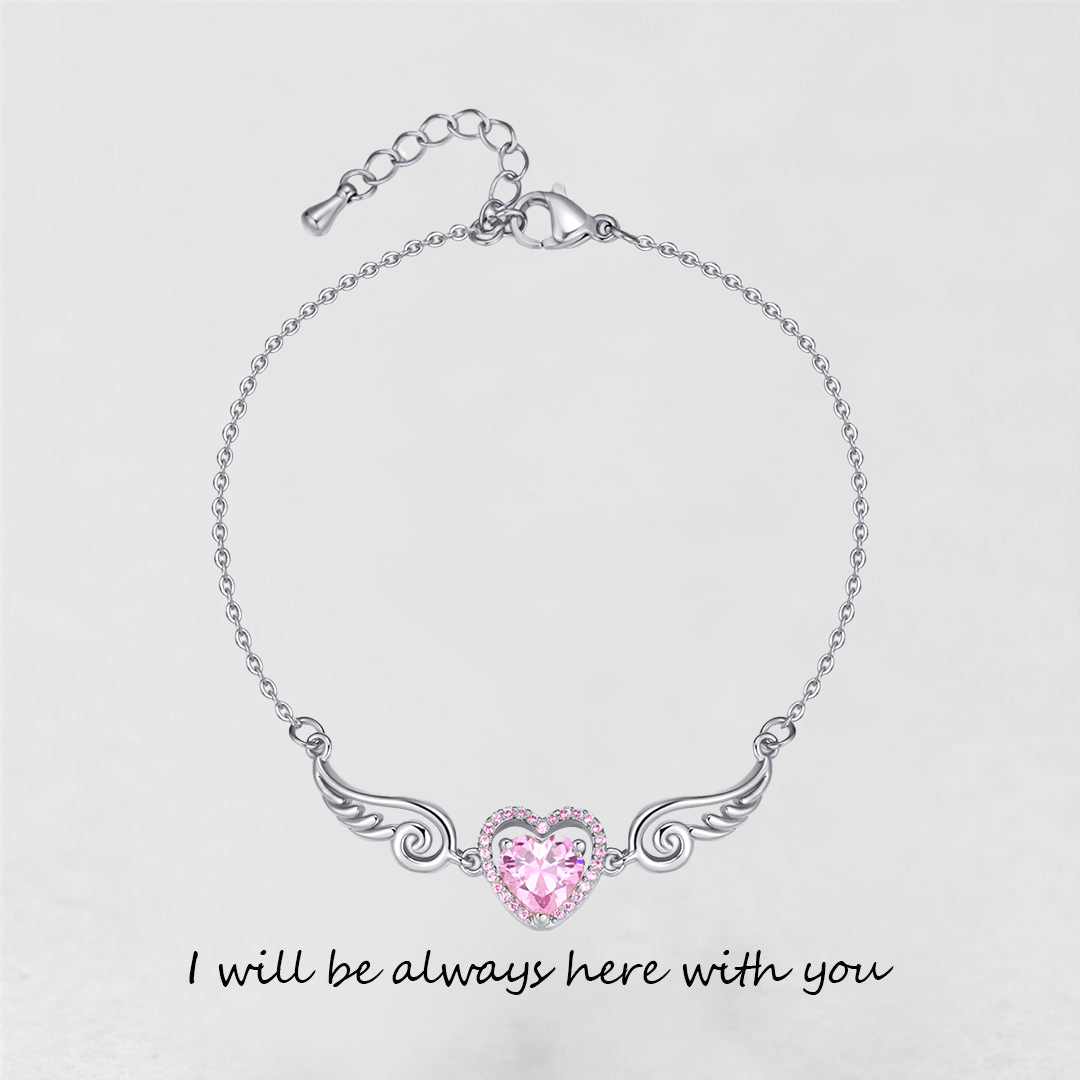 '' I Will Be Always Here With You '' Angel Wing Heart Necklace | Bracelet