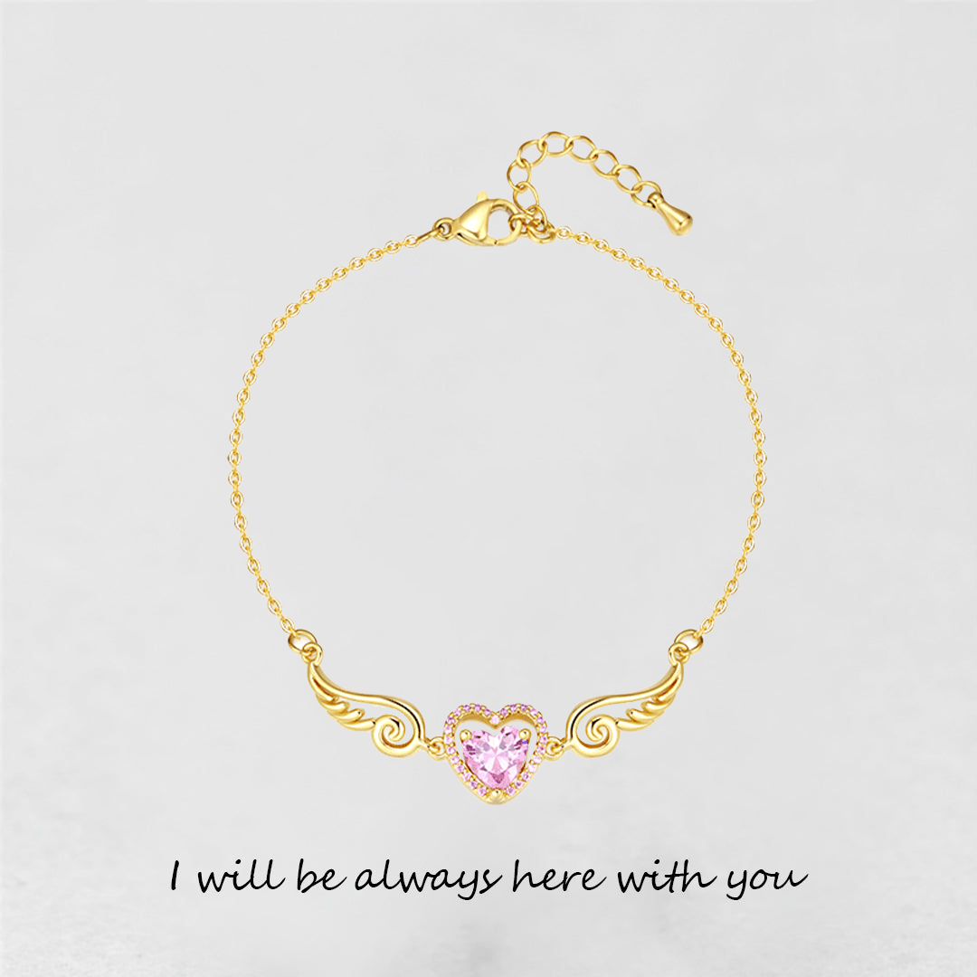 '' I Will Be Always Here With You '' Angel Wing Heart Necklace | Bracelet