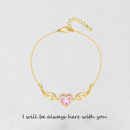 '' I Will Be Always Here With You '' Angel Wing Heart Necklace | Bracelet