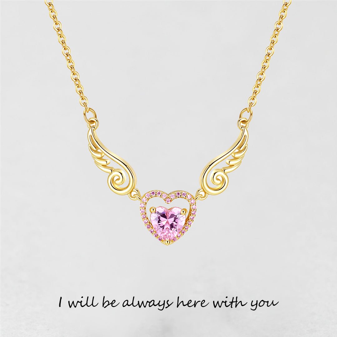 '' I Will Be Always Here With You '' Angel Wing Heart Necklace | Bracelet