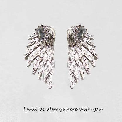 '' I Will Be Always Here With You '' Angel Wing Earrings