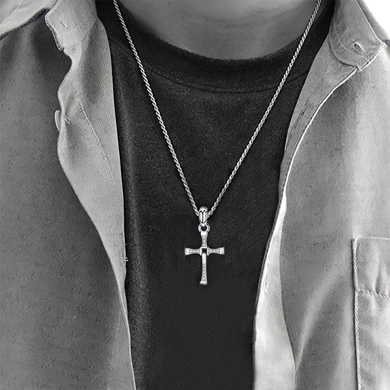 '' Shining like diamonds '' Cross Pendant Necklace