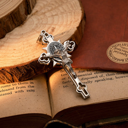St. Benedict Exorcism Cross Necklace - Bless you and your family