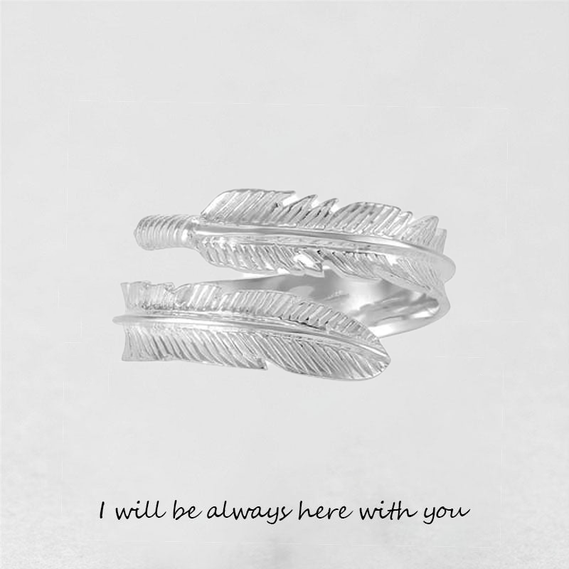 '' I Will Be Always Here With You '' Plume Ring