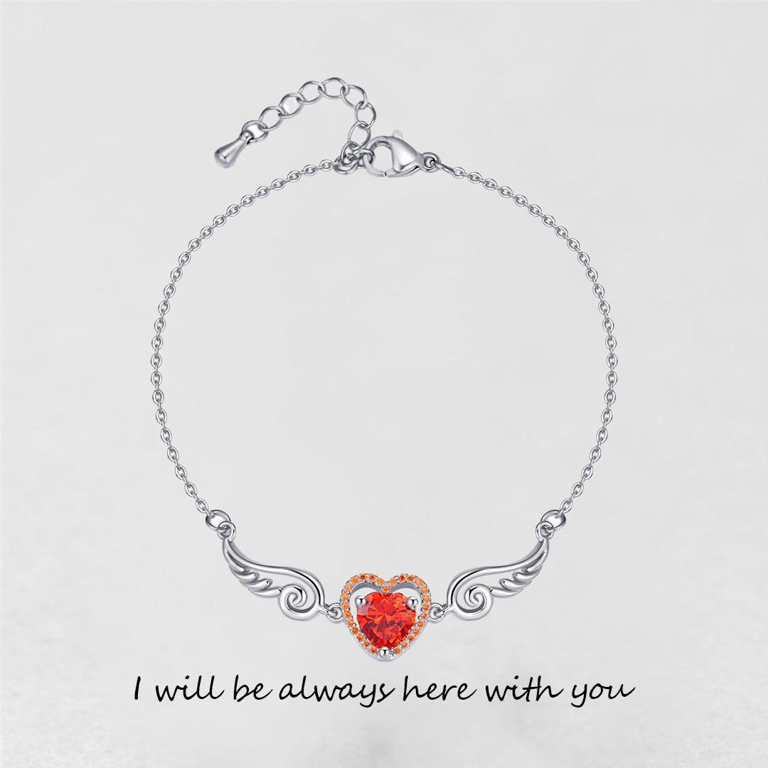 '' I Will Be Always Here With You '' Angel Wing Heart Necklace | Bracelet