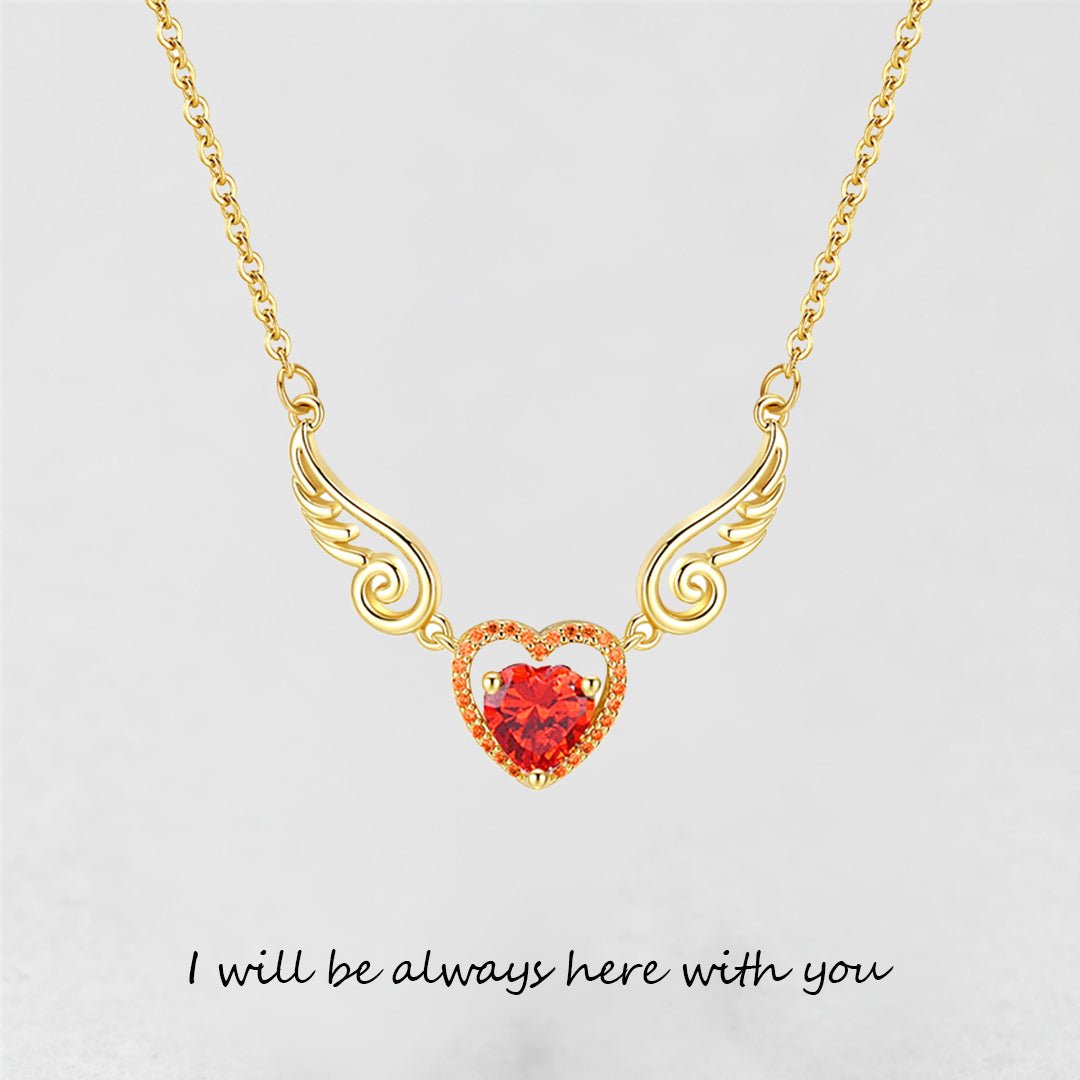 '' I Will Be Always Here With You '' Angel Wing Heart Necklace | Bracelet