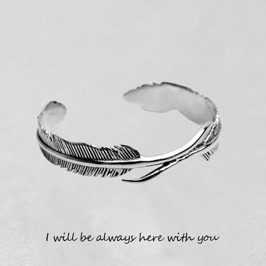 '' I will be always here with you '' Feather Bracelet