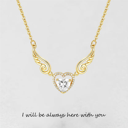'' I Will Be Always Here With You '' Angel Wing Heart Necklace | Bracelet
