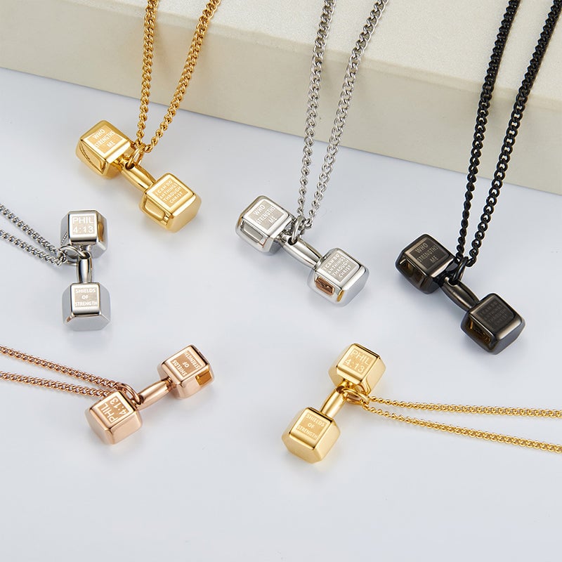 '' Believe you can and you will '' Dumbbell Necklace