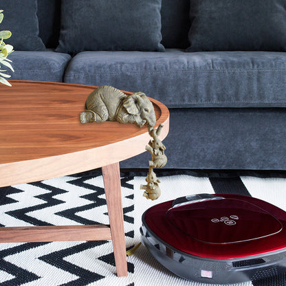 Elephant Mothers Hanging 2-Babies Figurine Animal Resin Craft Ornaments