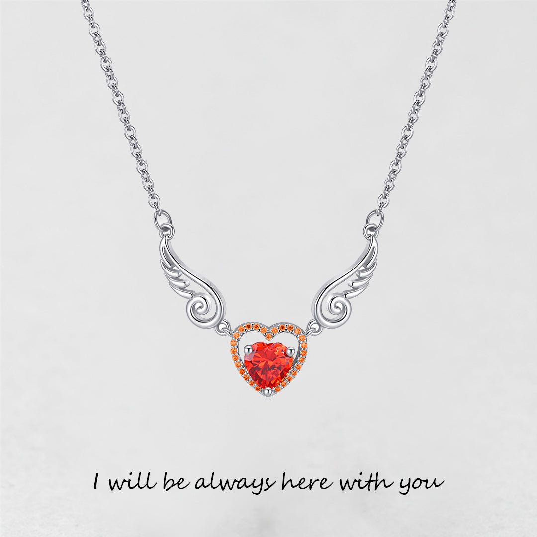 '' I Will Be Always Here With You '' Angel Wing Heart Necklace | Bracelet
