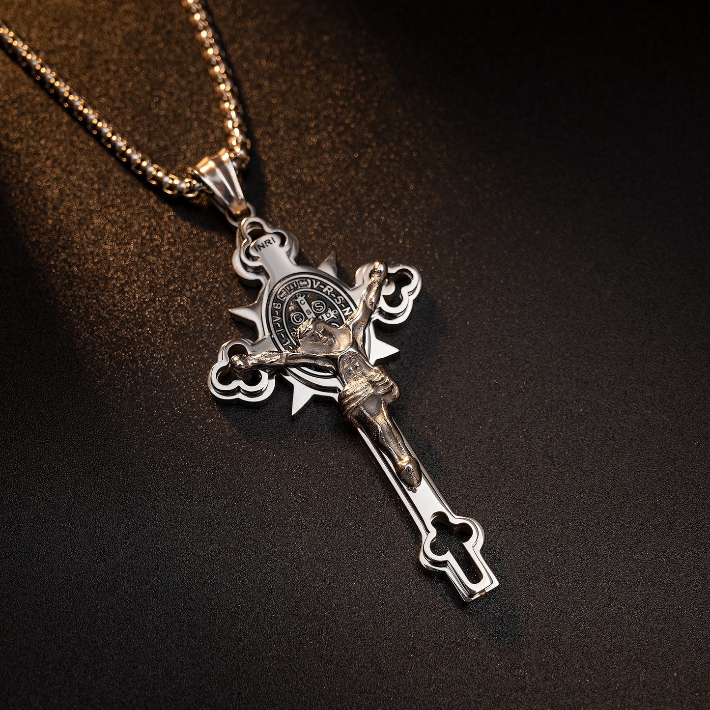 St. Benedict Exorcism Cross Necklace - Bless you and your family