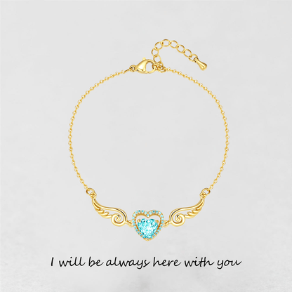 '' I Will Be Always Here With You '' Angel Wing Heart Necklace | Bracelet