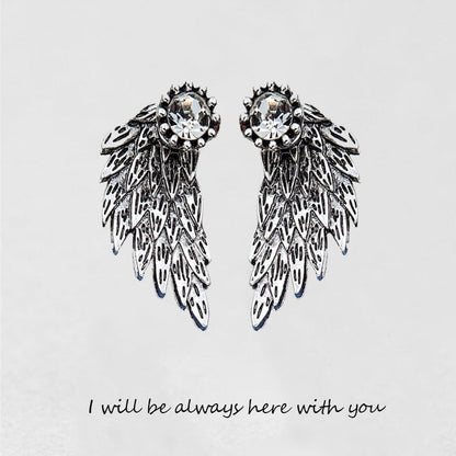 '' I Will Be Always Here With You '' Angel Wing Earrings