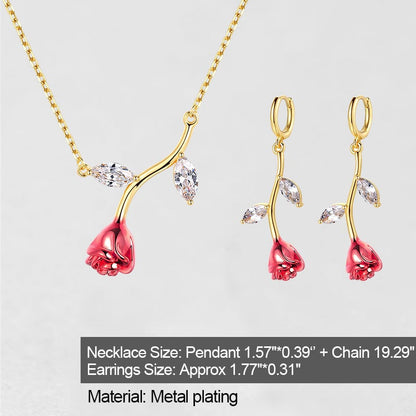 '' But Only You Are My Unique Rose '' Necklace/Earrings
