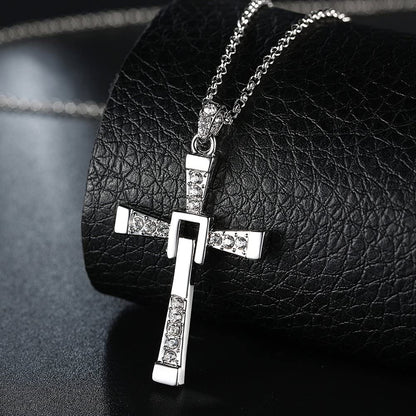 '' Shining like diamonds '' Cross Pendant Necklace