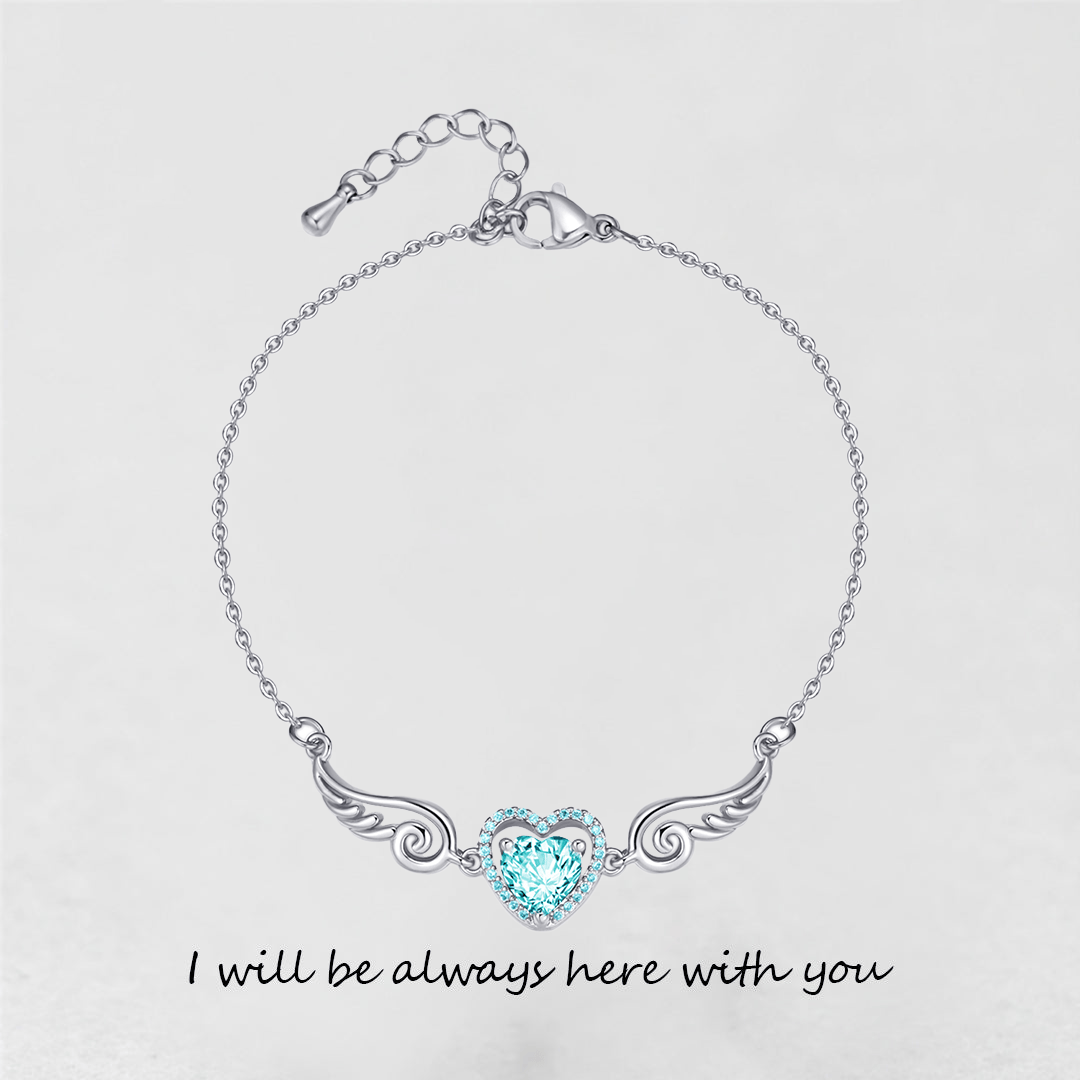 '' I Will Be Always Here With You '' Angel Wing Heart Necklace | Bracelet