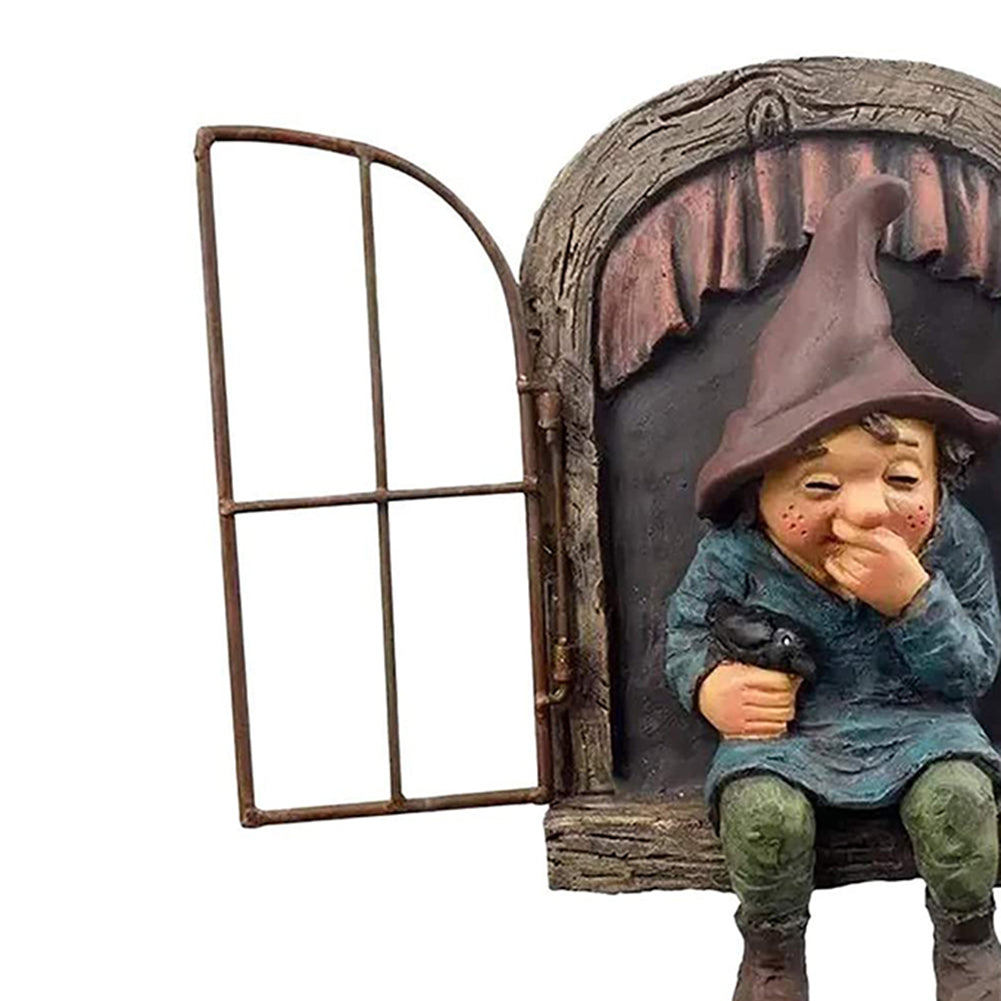 3D Dwarf Statue Outdoor Garden Gnome Resin Doll Figurines Courtyard Craft