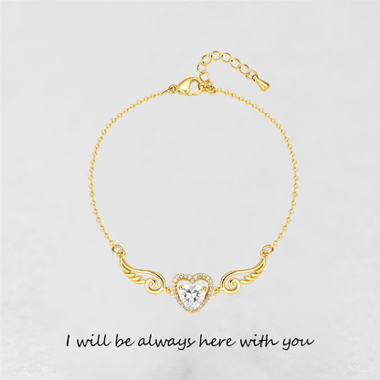 '' I Will Be Always Here With You '' Angel Wing Heart Necklace | Bracelet