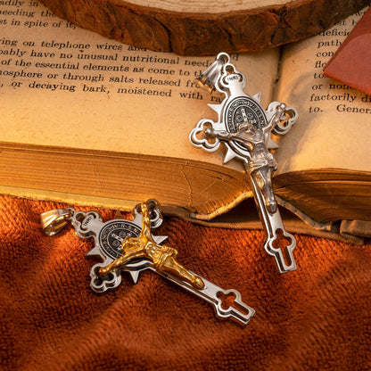 St. Benedict Exorcism Cross Necklace - Bless you and your family