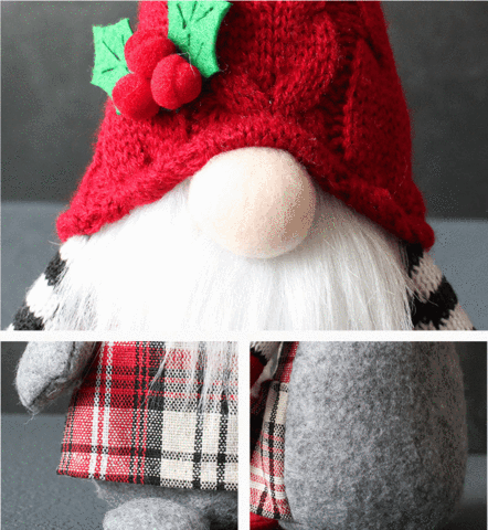 Cute Plush Gnomes With Red Hat And Plaid Apron
